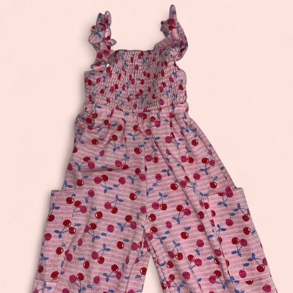 Cherry Print Kids Jumpsuit - Pink - Picture 1 of 3
